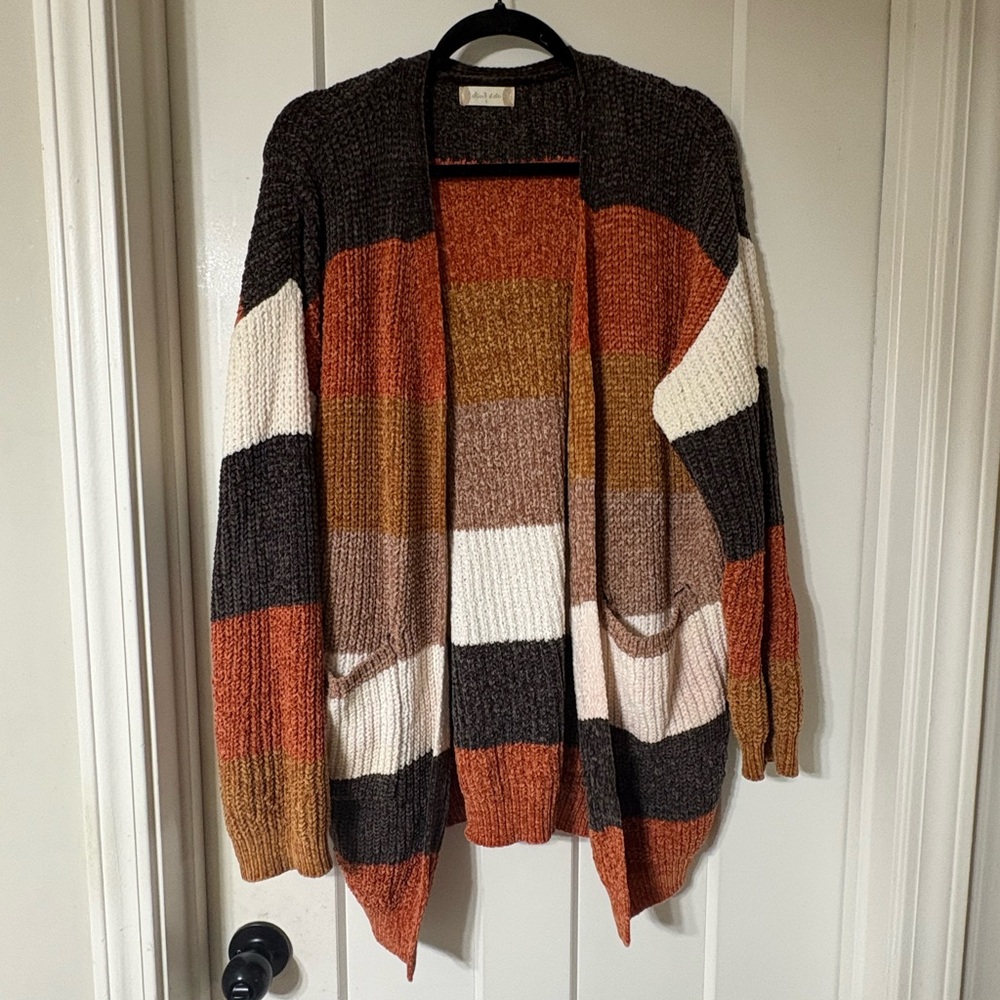Altar’d State Cozy Fall Striped Open-Front Women’s Cardigan Sweater